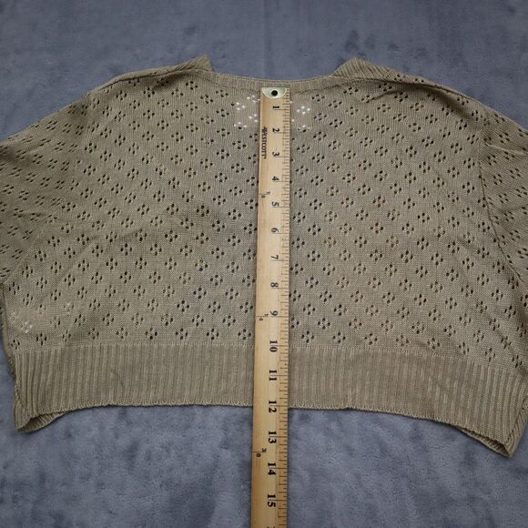 With Sweater Womens 2XL Beige Short Sleeve Open Front Tight Knit Cropped - Picture 4 of 13